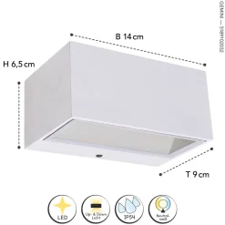 Eco-Light LED Wandlampe Up Down Weiß B:14 cm IP54 4000 K 10 W* Metall Lampen|Led Außenleuchten