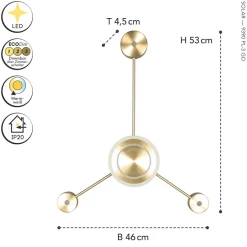 Online Eco-Light LED Wandleuchte Aluminium dimmbar H:53 cm 3000 K Gold