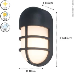 Eco-Light LED Wandleuchte Anthrazit Aluminium H:19,3 cm IP54 14 W* Metall Lampen|Feuchtraumleuchten