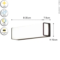 New Eco-Light LED Wandleuchte Anthrazit Aluminium IP54 4000 K B:35 cm