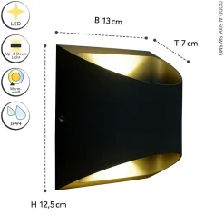 Eco-Light LED Wandleuchte Außen Aluminium IP44 B:13,1 cm Up Down* Metall Lampen|Led Außenleuchten