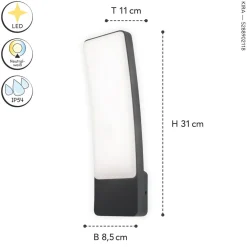 Eco-Light LED Wandleuchte Außen Aluminium H:31,1 cm 4000 K IP54* Metall Lampen|Led Außenleuchten
