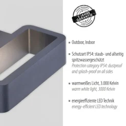 Hot Paul Neuhaus LED Wandleuchte außen Aluminium Anthrazit IP54 B:22 cm