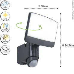 Clearance Eco-Light LED Wandleuchte außen mit Bewegungsmelder IP44 5000 K