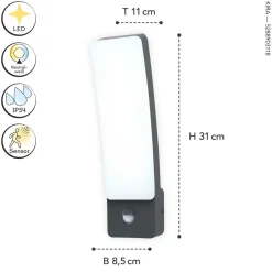 Discount Eco-Light LED Wandleuchte Bewegungsmelder Aluminium 4000 K IP54