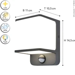 Eco-Light LED Wandleuchte Bewegungsmelder IP54 4000 K Aluminium* Metall Lampen|Led Außenleuchten