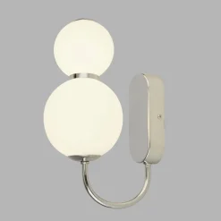 Searchlight LED Wandleuchte Chrom Weiß 3000 K H: 28 cm Metall Glas* Wohnzimmerlampen|Glaslampen