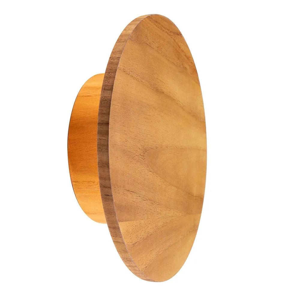 Elstead LED Wandleuchte Holz Furnier Teak D: 25 cm rund 3000 K warmweiß* Flurlampen|Wohnzimmerlampen
