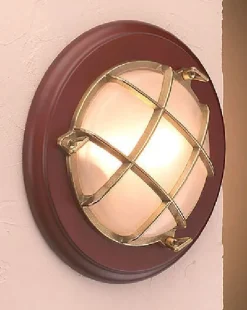 Discount Laura Suardi LED Wandleuchte Messing Holz rund Maritim SILVIO