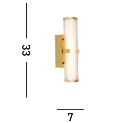 Searchlight LED Wandleuchte Metall Glas IP44 H:32,5 cm in Gold Weiß* Metall Lampen|Glaslampen