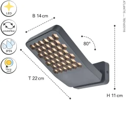 New Eco-Light LED Wandleuchte Outdoor Anthrazit 3000 K IP54 flexibel