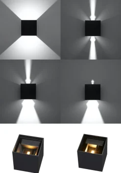 Discount Sollux LED Wandleuchte Schwarz IP54 B:10cm Up Down Wandlampe