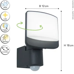 Eco-Light LED Wandleuchte Sensor H:18 cm IP44 5000 K flexibel* Led Außenleuchten|Außenwandleuchten