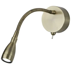 Hot Searchlight LED Wandspot mit Flexarm Schalter 1 W in Messing Antik