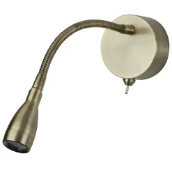 Hot Searchlight LED Wandspot mit Flexarm Schalter 1 W in Messing Antik