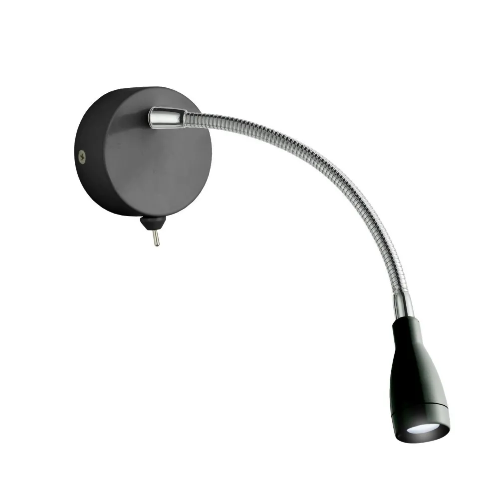 Searchlight LED Wandspot mit Flexarm Schalter 6500 K in Schwarz* Bürolampen|Wohnzimmerlampen