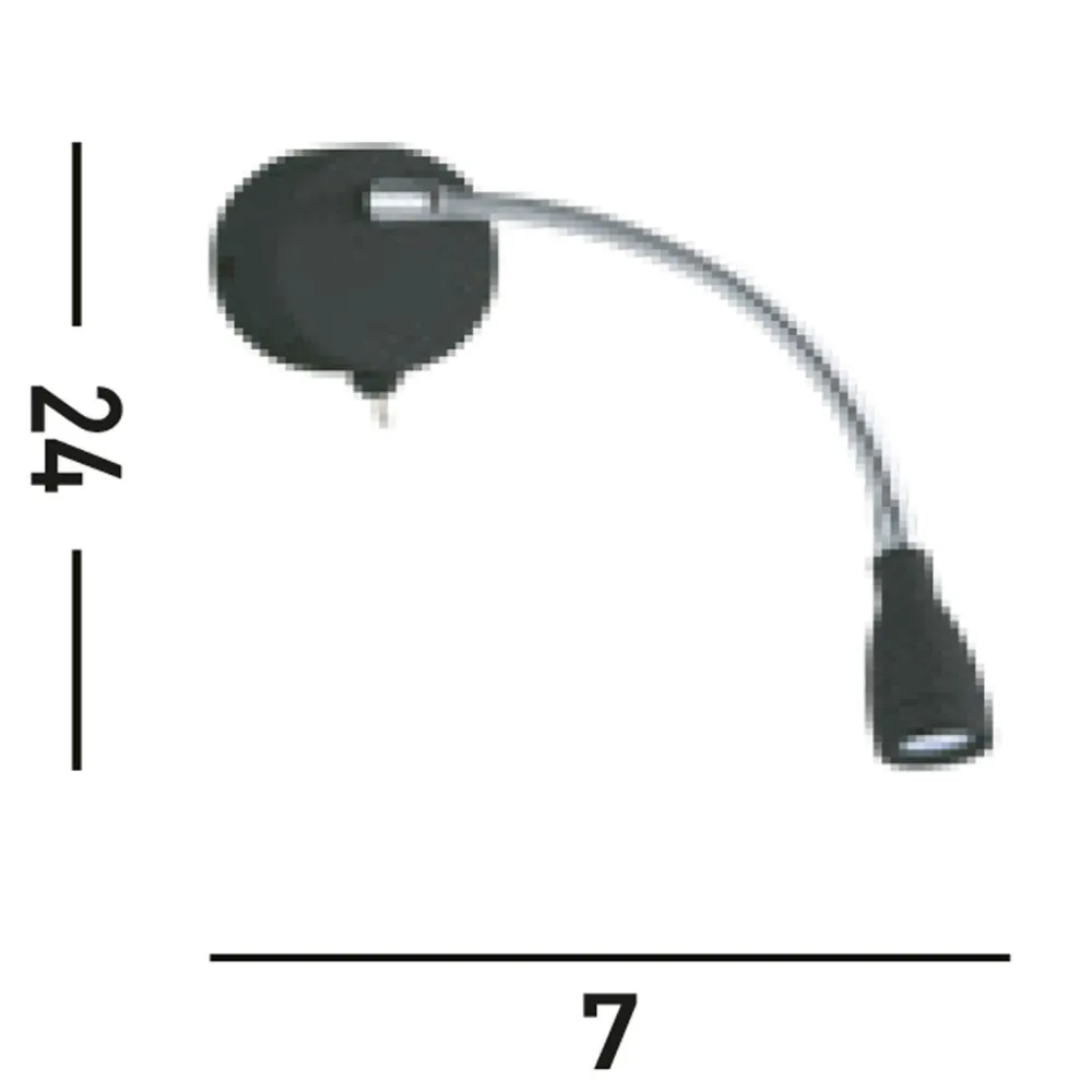 Searchlight LED Wandspot mit Flexarm Schalter 6500 K in Schwarz* Bürolampen|Wohnzimmerlampen