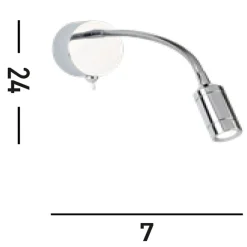 Hot Searchlight LED Wandspot mit Schalter Flexarm Metall in Chrom 66 lm