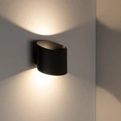 TK Lighting LED Wandspot Up Down Aluminium 10 W Ø17 cm IP54 Schwarz