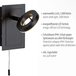 Outlet Paul Neuhaus LED Wandstrahler mit Zugschalter IP44 verstellbar 6 W