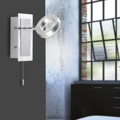 Paul Neuhaus LED Wandstrahler Zugschalter IP44 flexibel in Aluminium* Wandleuchten|Flurlampen