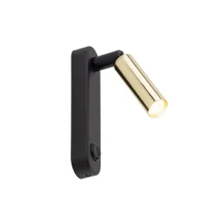 Best TK Lighting Leselampe Wand mit Schalter Metall schwenkbar Schwarz Gold G9