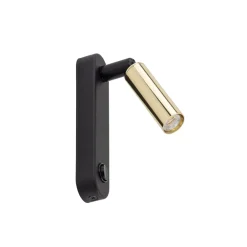 Best TK Lighting Leselampe Wand mit Schalter Metall schwenkbar Schwarz Gold G9