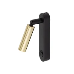 Best TK Lighting Leselampe Wand mit Schalter Metall schwenkbar Schwarz Gold G9