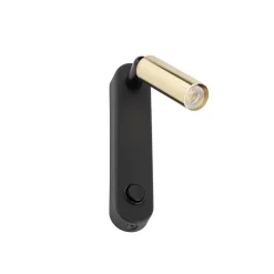Best TK Lighting Leselampe Wand mit Schalter Metall schwenkbar Schwarz Gold G9