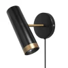 Clearance By Rydéns Leselampe Wand mit Stecker Kabel GU10 Schwarz Gold verstellbar