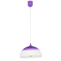 Lamkur Lila Hängeleuchte Glas rund Retro Esstisch ADANIA* Hängelampen|Esszimmer Lampen