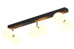 Jupiter Längliche Deckenleuchte Messing Glas G9 68 cm blendarm* Deckenleuchten|Flurlampen