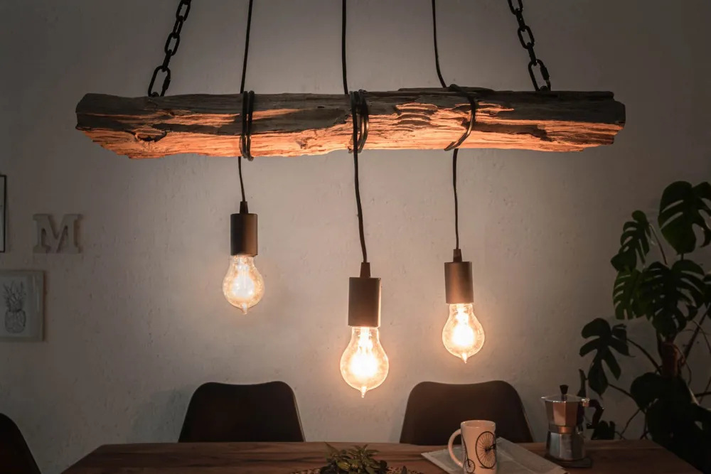 Invicta Interior Längliche Hängelampe Holz Natur L:73 cm E27 gemütlich* Hängelampen|Bürolampen