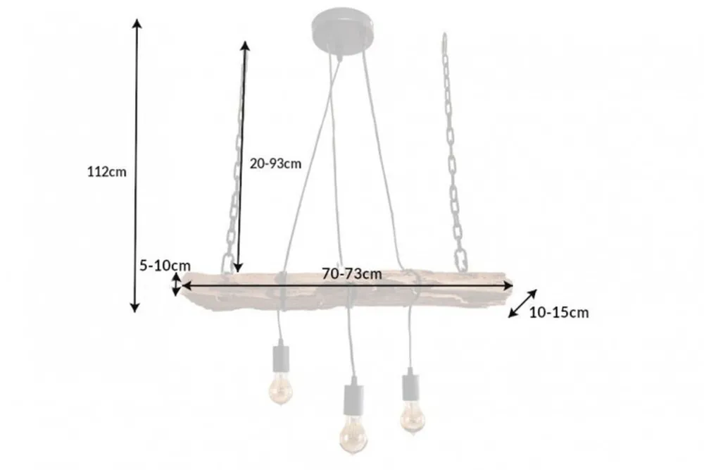 Invicta Interior Längliche Hängelampe Holz Natur L:73 cm E27 gemütlich* Hängelampen|Bürolampen