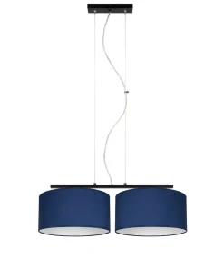 Belis Längliche Hängeleuchte 2-flammig Stoff Schwarz Blau E27* Wohnzimmerlampen|Stofflampen
