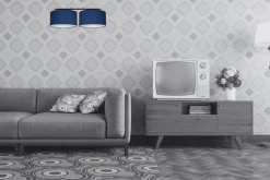 Belis Längliche Hängeleuchte 2-flammig Stoff Schwarz Blau E27* Wohnzimmerlampen|Stofflampen