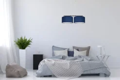 Belis Längliche Hängeleuchte 2-flammig Stoff Schwarz Blau E27* Wohnzimmerlampen|Stofflampen