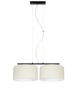 New Belis Längliche Hängeleuchte 2-flammig Stoff Schwarz Ecru E27