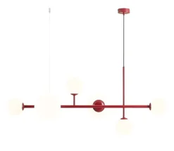 ALDEX Längliche Hängeleuchte Rot Weiß Glas 6-flammig E14 E27* Hängelampen|Bürolampen