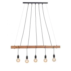 Just Light Längliche Pendelleuchte Holz 110 cm E27 Skandinavisch* Hängelampen|Bürolampen
