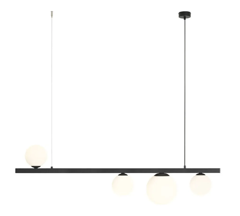 ALDEX Längliche Pendelleuchte Schwarz Weiß Glas E27 131 cm* Bürolampen|Kugellampen