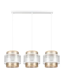 Belis Längliche Pendelleuchte Stoff Metall E27 3-flmg 75 cm* Hängelampen|Bürolampen