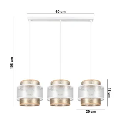 Belis Längliche Pendelleuchte Stoff Metall E27 3-flmg 75 cm* Hängelampen|Bürolampen