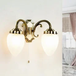 Discount Easylight Längliche Wandleuchte mit Glasschirm Bronze farben