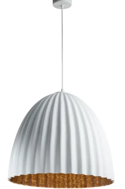 Sigma Loft Pendellampe Metall Weiß Kupfer Riffel E27 stylisch* Wohnzimmerlampen|Esszimmer Lampen