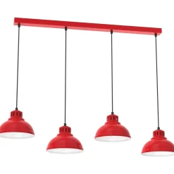 Clearance Luminex Loft Pendelleuchte Rot Weiß 4-flammig E27 akzentuiert