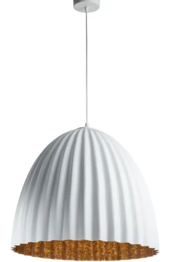 Sigma Loft Pendelleuchte Weiß Kupfer Metall Riffel Ø50 cm E27* Hängelampen|Wohnzimmerlampen