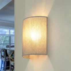 Sale Duolla Loft Wandlampe Stoff Schirm halbrund E27 in Grau ALICE