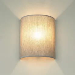 Sale Duolla Loft Wandlampe Stoff Schirm halbrund E27 in Grau ALICE