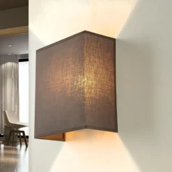 Online Duolla Loft Wandleuchte Stoff Schirm Taupe Loft Design E27